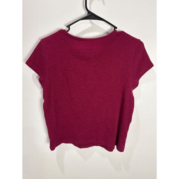 American Eagle Shirt Women’s XL Maroon Lightweight Casual Preppy Ribbed - Picture 2 of 4